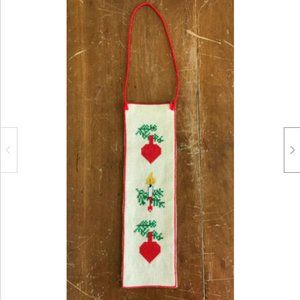 15" Hand Embroidered Christmas Holiday Small Cross Stitch Wall Hanging /Bookmark